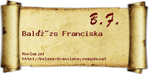 Balázs Franciska névjegykártya